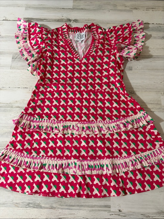 Alden Adair Dresses & Skirts - Alden Day Pink & Green Printed Ruffle Casual Dress
